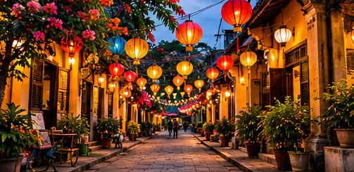 KI-Illustration: Laternen in Hoi An